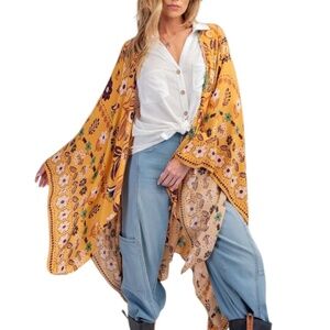 🌺 NWT Boho Beach Vacation Kimono Cover Up Flowy Floral Women's Size S M L NEW